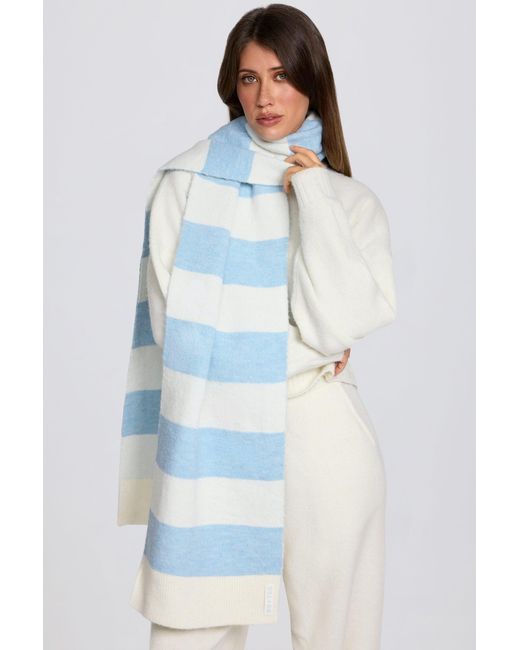BO+TEE Blue Knit Striped Scarf