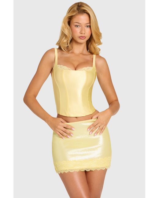 Oh Polly Yellow Satin Corset Top
