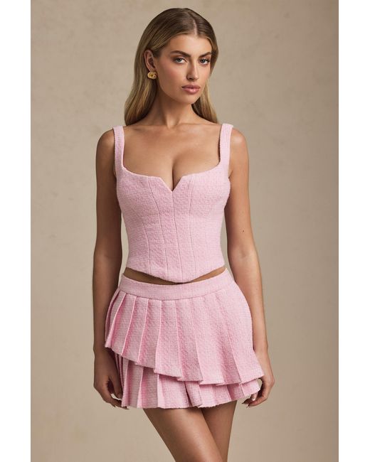 Oh Polly Pink Layered Pleated Low-Rise Mini Skirt