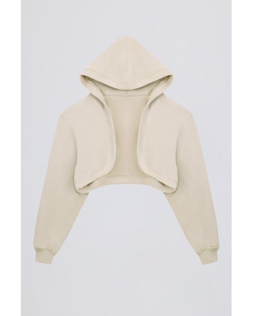 BO+TEE White Brushed Jersey Hooded Cropped Shrug