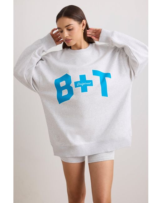 BO+TEE Gray Oversized Crew Neck Sweatshirt