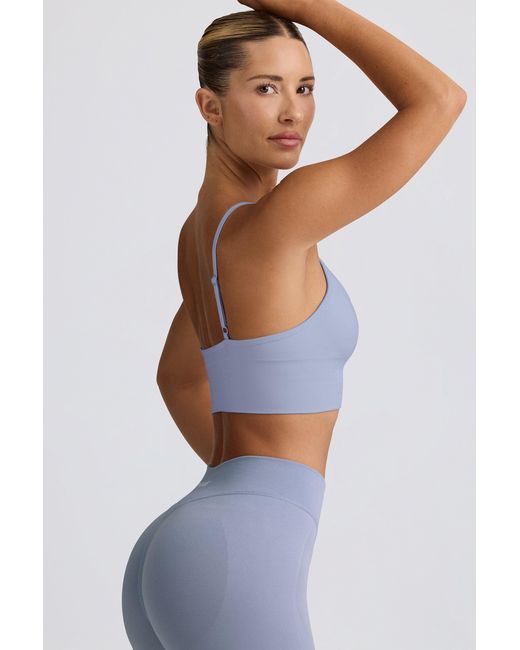 BO+TEE Blue Define Luxe V-Neck Sports Bra