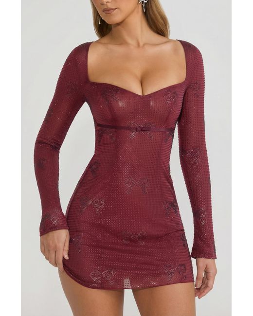 Oh Polly Red Embellished Sweetheart A-Line Mini Dress