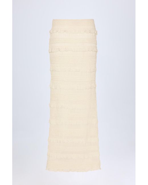 Oh Polly White Ruffled Mid-Rise Maxi Skirt