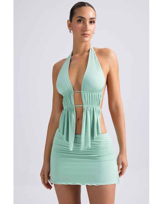 Oh Polly Green Draped A-Line Mini Skirt