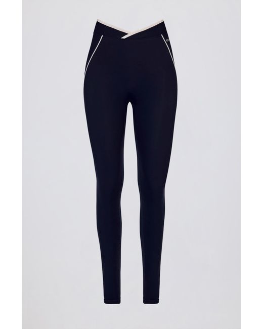 BO+TEE Blue Soft Active Crossover Contrast Leggings