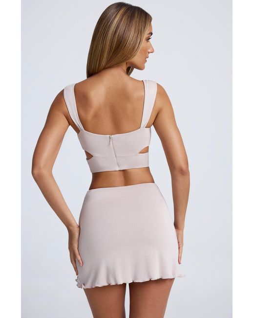 Oh Polly Gray Hardware Detail Cut-Out Crop Top