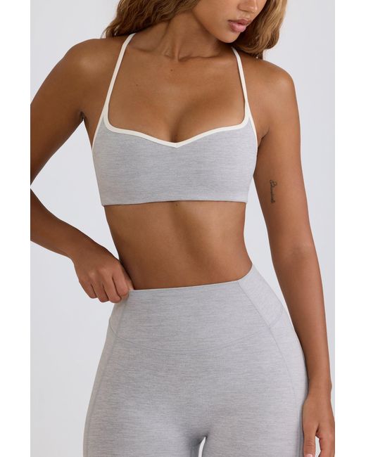 BO+TEE Gray Soft Active Sweetheart-Neck Sports Bra