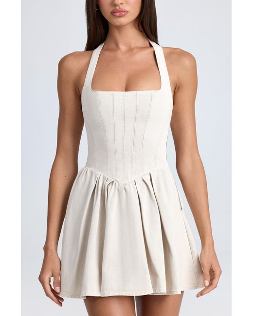 Oh Polly White Halterneck Corset Micro Mini Dress