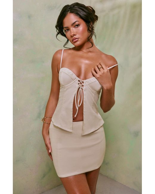 Oh Polly White Mid Rise Linen Mini Skirt