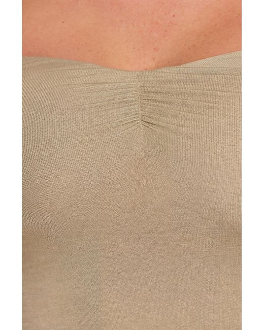 Oh Polly Natural Long Sleeve Off-The-Shoulder Modal Cashmere Blend Maxi Dress