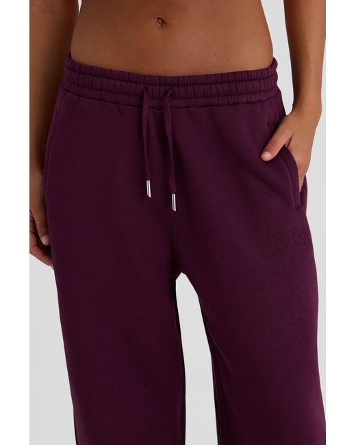 BO+TEE Red Brushed Cotton Jersey Mid-Rise Relaxed Joggers