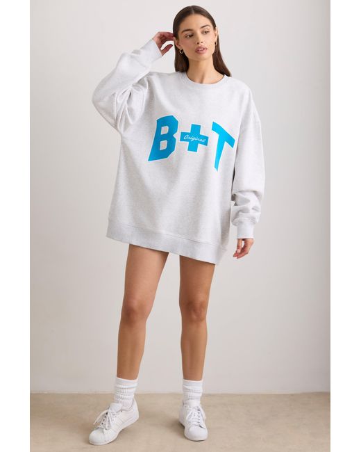 BO+TEE Gray Oversized Crew Neck Sweatshirt
