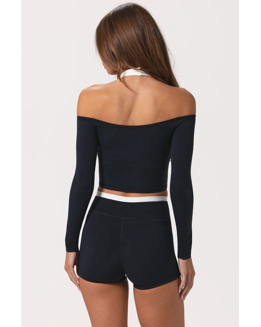 BO+TEE Black Soft Jersey Off-Shoulder Top