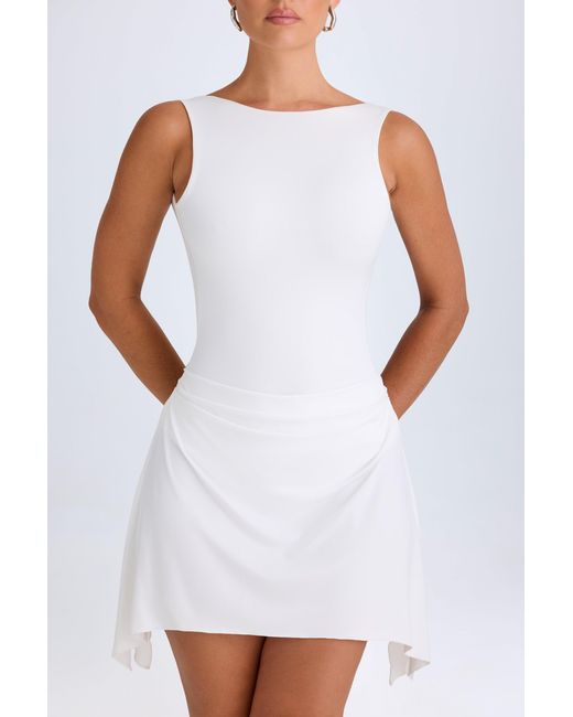Oh Polly White Draped Open-Back Mini Dress