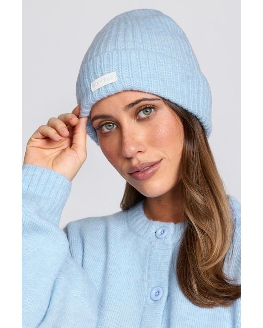 BO+TEE Blue Ribbed Knit Beanie Hat