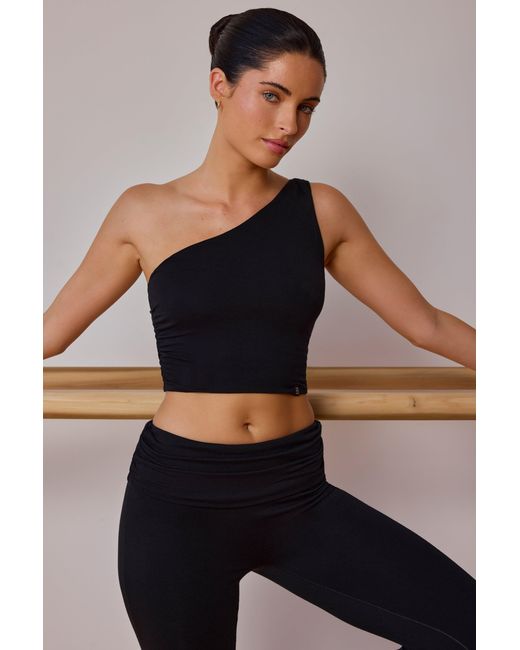 BO+TEE Black One-Shoulder Twisted Tank Top