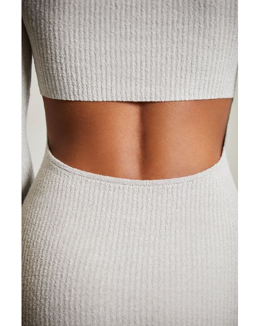Oh Polly Gray Long Sleeve Cut Out Maxi Dress