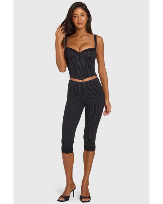 Oh Polly Black Ponte Capri Leggings