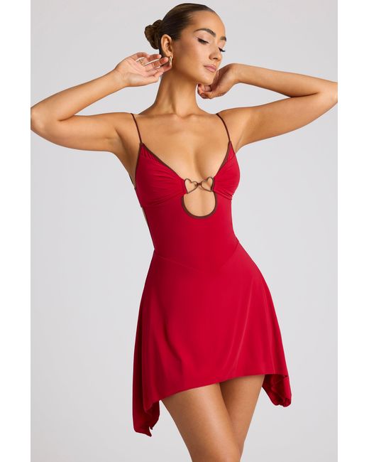 Oh Polly Red Contrast Binding Mini Dress