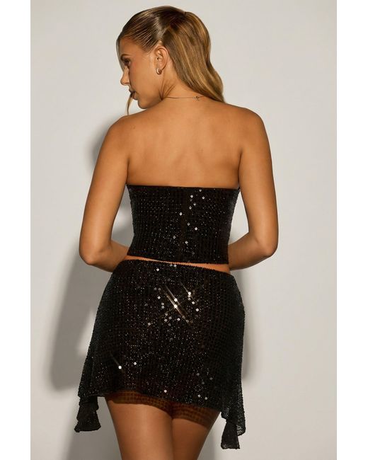 Oh Polly Black Embellished Draped Corset Top