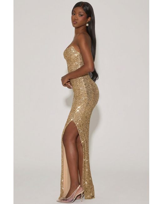 Oh Polly Metallic Embellished Corset Gown
