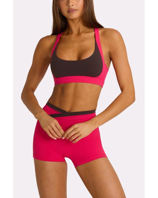 BO+TEE Pink Soft Active Wrap Waist Shorts