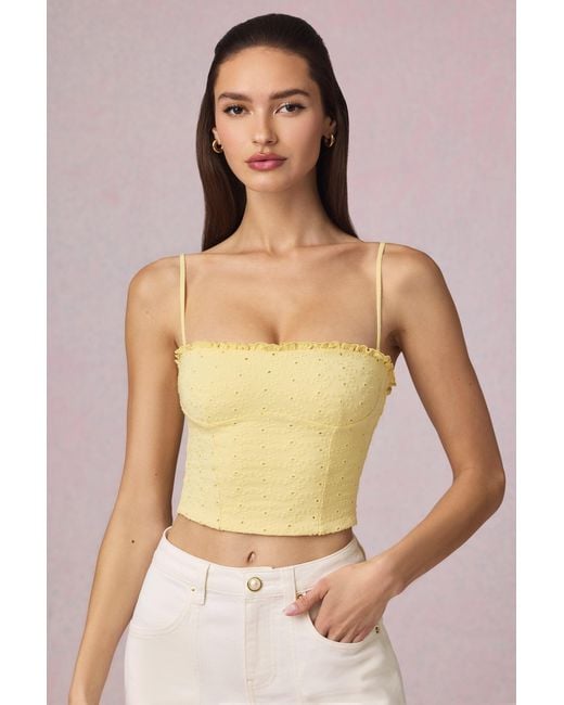 Oh Polly Yellow Modal Broderie Anglaise Camisole Top