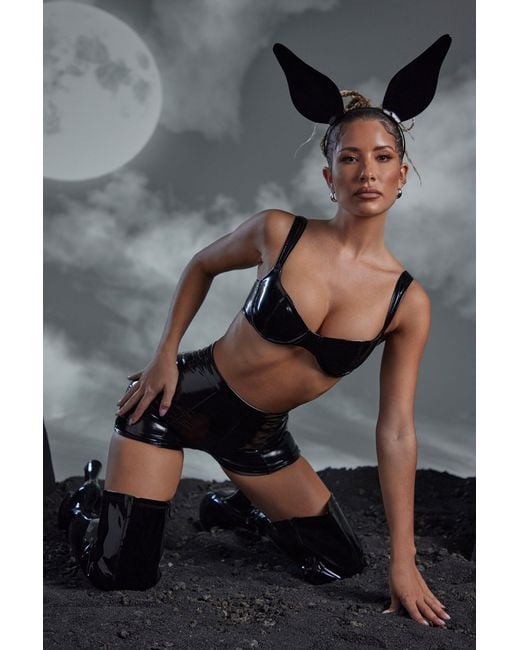 Oh Polly Black Vinyl Curved Cup Bra