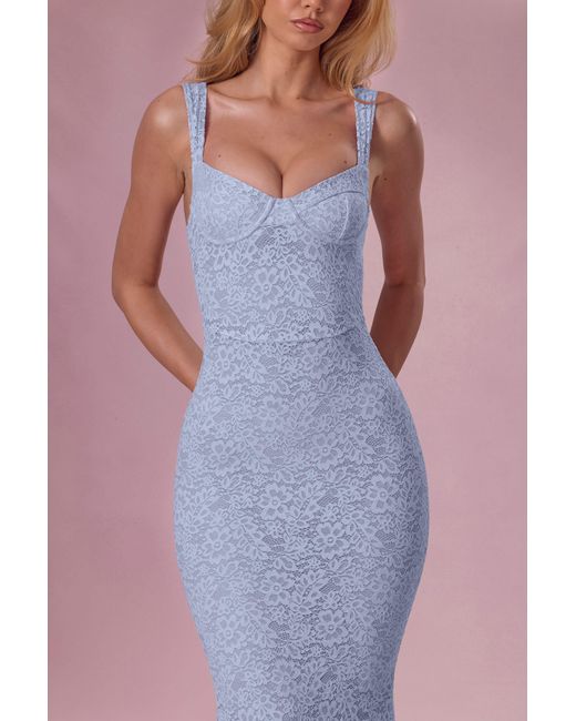 Oh Polly Blue Lace Sweetheart-Neck Gown