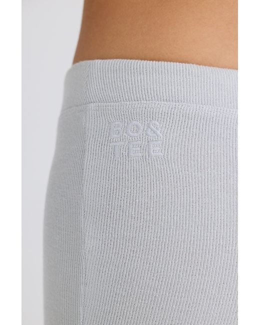 BO+TEE Gray Textured Cotton Jersey Flared Trousers