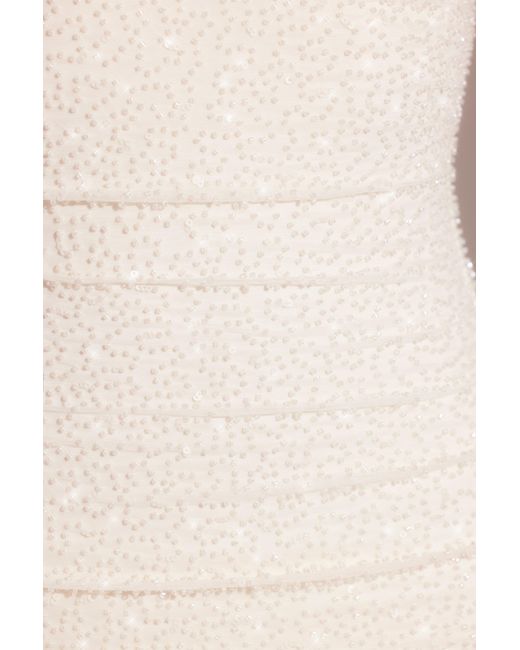 Oh Polly White Long Sleeve Embellished Cowl Neck Mini Dress