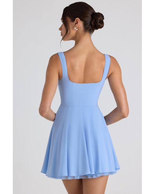 Oh Polly Blue Tie-Detail A-Line Micro Mini Dress