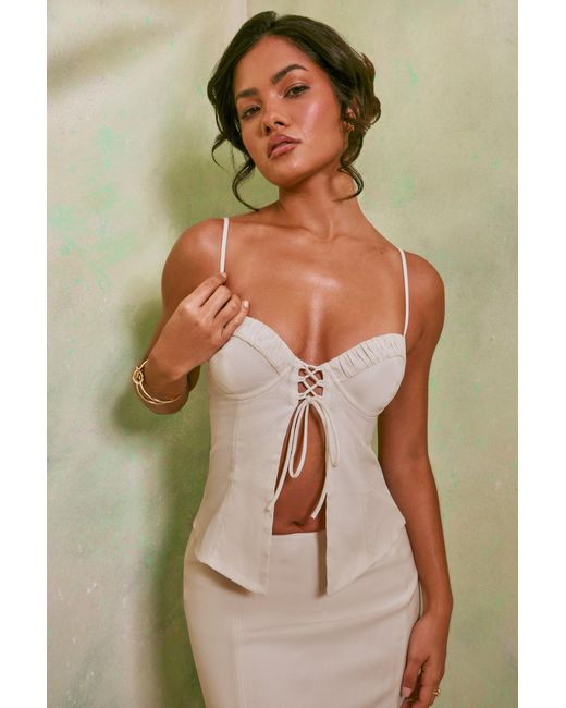 Oh Polly White Mid Rise Linen Mini Skirt