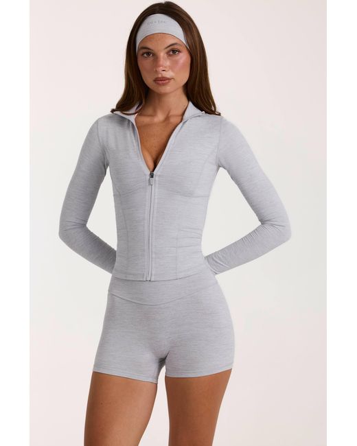 BO+TEE Gray Soft Active Zip-Up Jacket