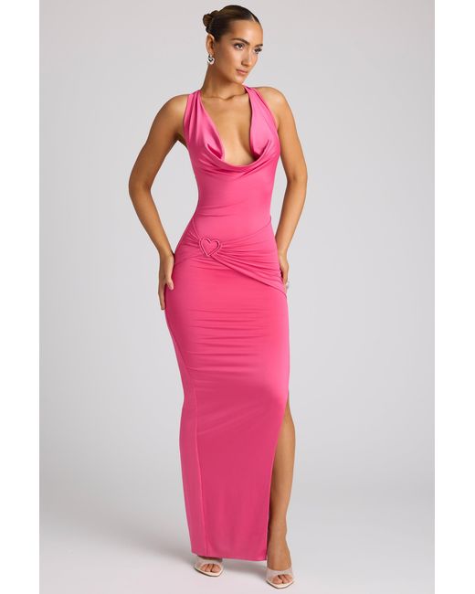 Oh Polly Pink Multiwear Cowl Neck Wrap Over Evening Gown