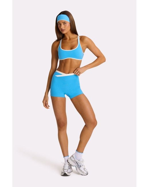BO+TEE Blue Soft Active Wrap Waist Shorts