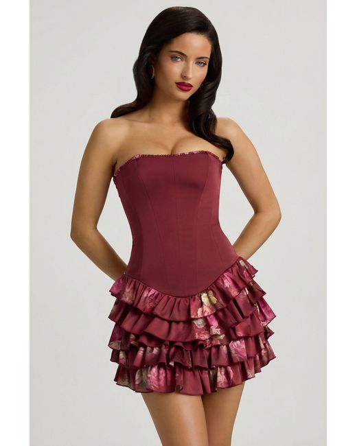 Oh Polly Multicolor Strapless Ruffled Tiered Corset Mini Dress