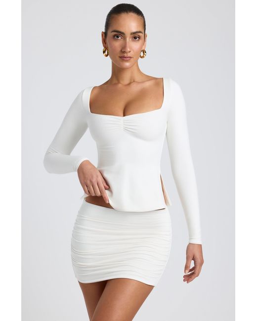 Oh Polly White Modal Sweetheart-Neck Top