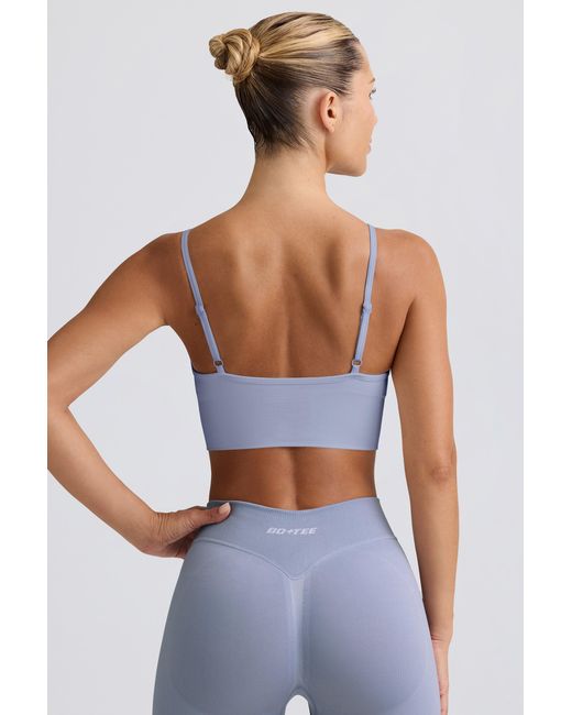 BO+TEE Blue Define Luxe V-Neck Sports Bra