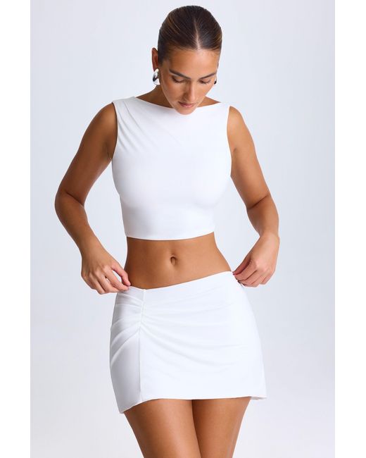 Oh Polly White Draped A-Line Mini Skirt