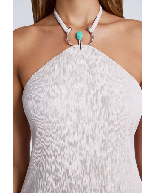 Oh Polly Gray Hardware Detail Open-Back Halterneck Micro Mini Dress