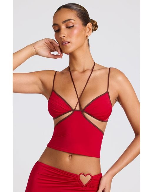 Oh Polly Red Contrast Binding Cami Top