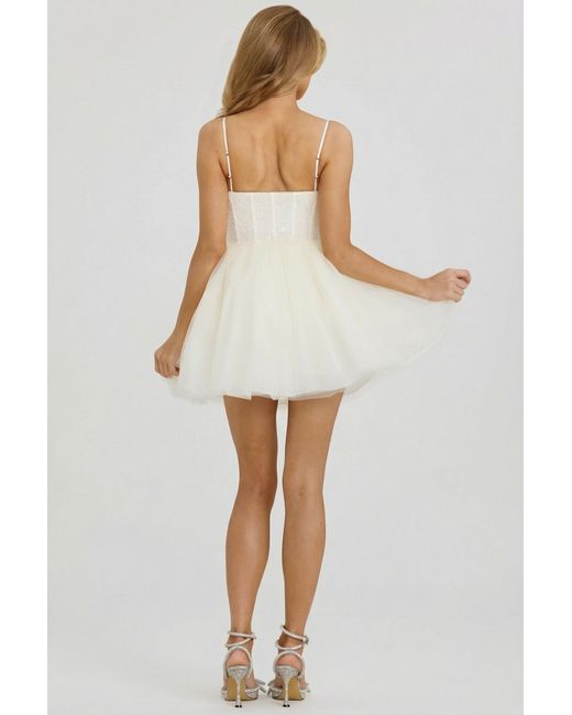 Oh Polly White Embellished Corset Tulle Skirt Mini Dress