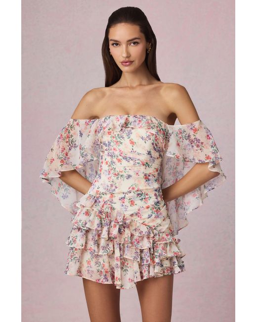 Oh Polly Multicolor Off-Shoulder Ruffled Mini Dress
