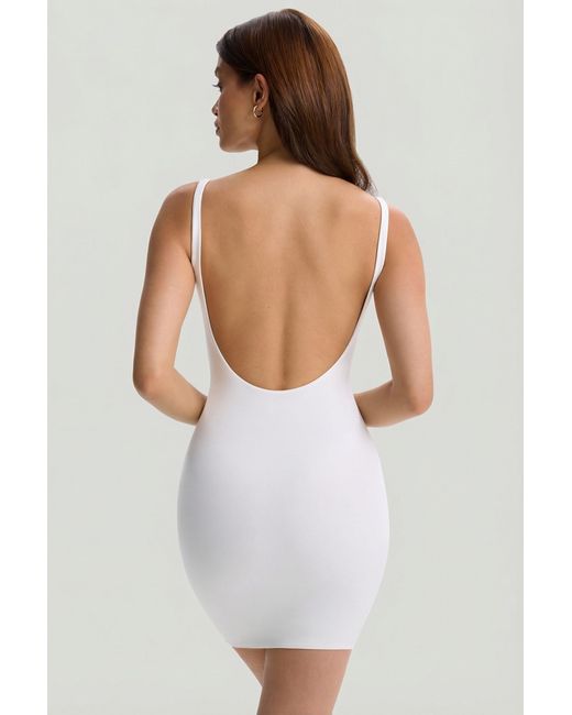 Oh Polly White Modal Low-Back Bodycon Mini Dress