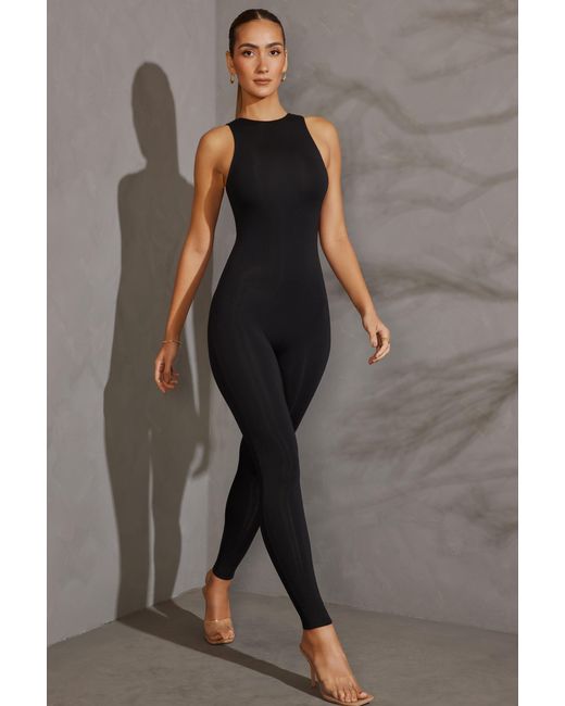 Oh Polly Black Racer Neck Jumpsuit