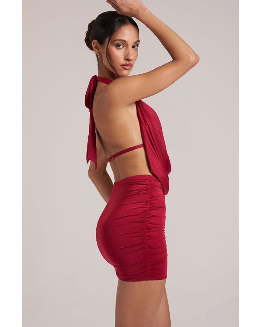Oh Polly Red Draped Cowl Mini Dress