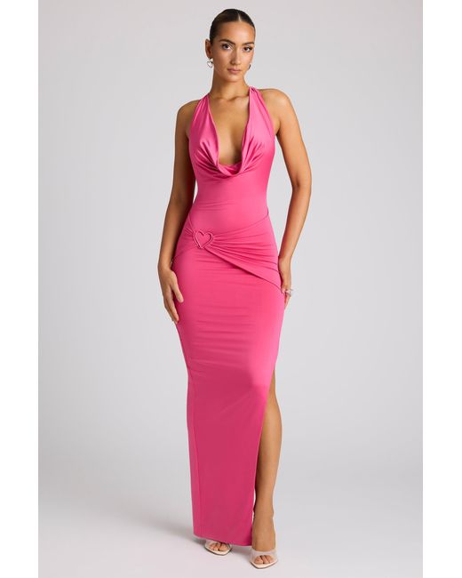 Oh Polly Pink Multiwear Cowl Neck Wrap Over Evening Gown