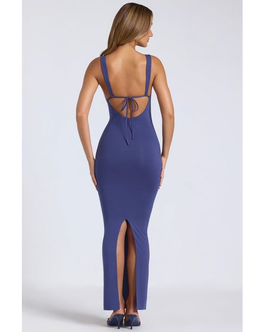 Oh Polly Blue Modal Square-Neck Low Back Maxi Dress